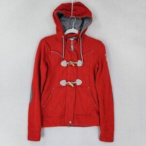 Animo Jacket Womens US Small IT 40 Red Donna Hooded Wooden Toggle Made In Italy